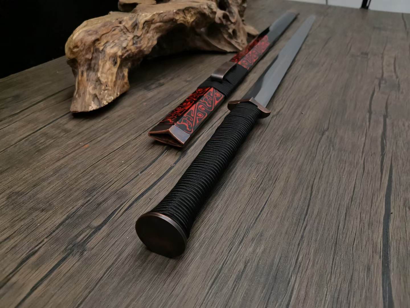Jian - Han Dynasty Style - Functional Damascus - Phoenix Feather Pattern 2