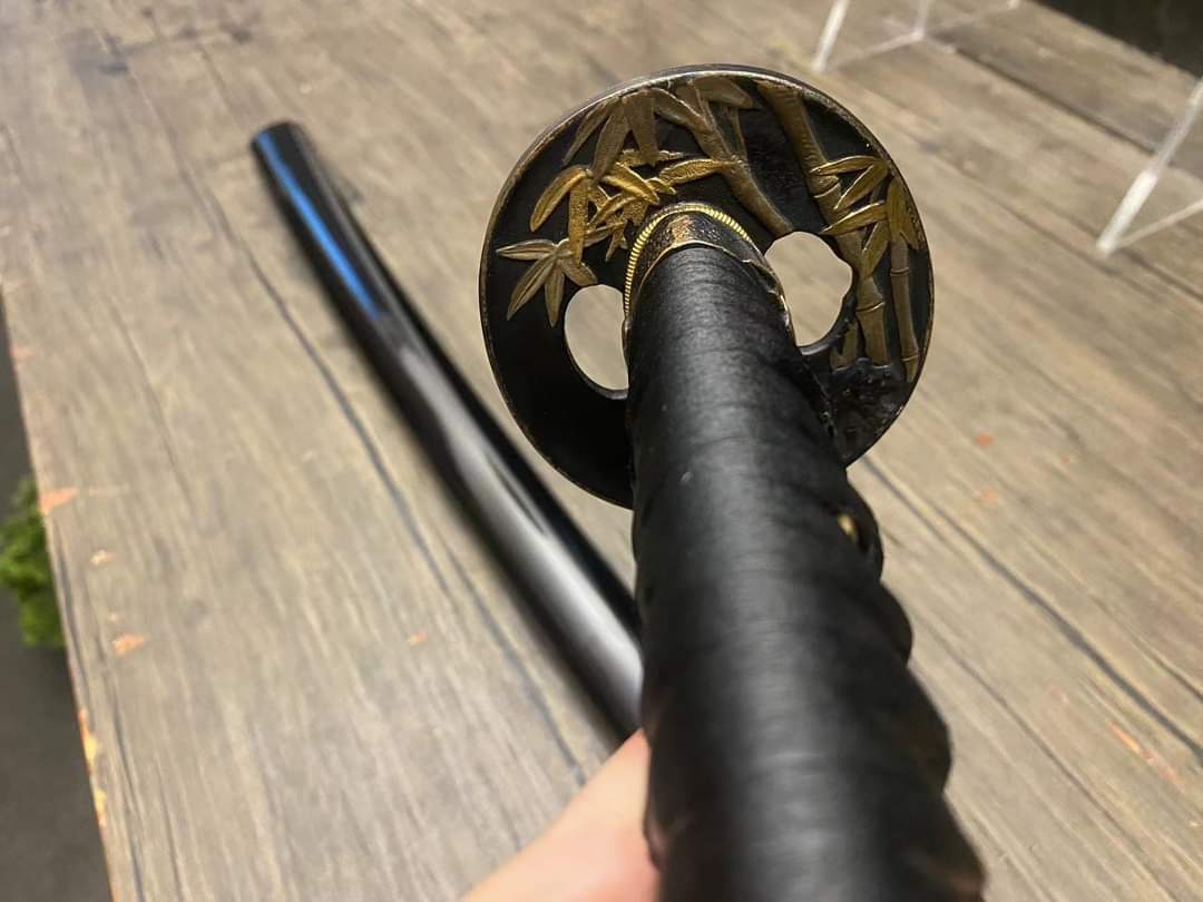 Katana - Black Bamboo - functional damascus